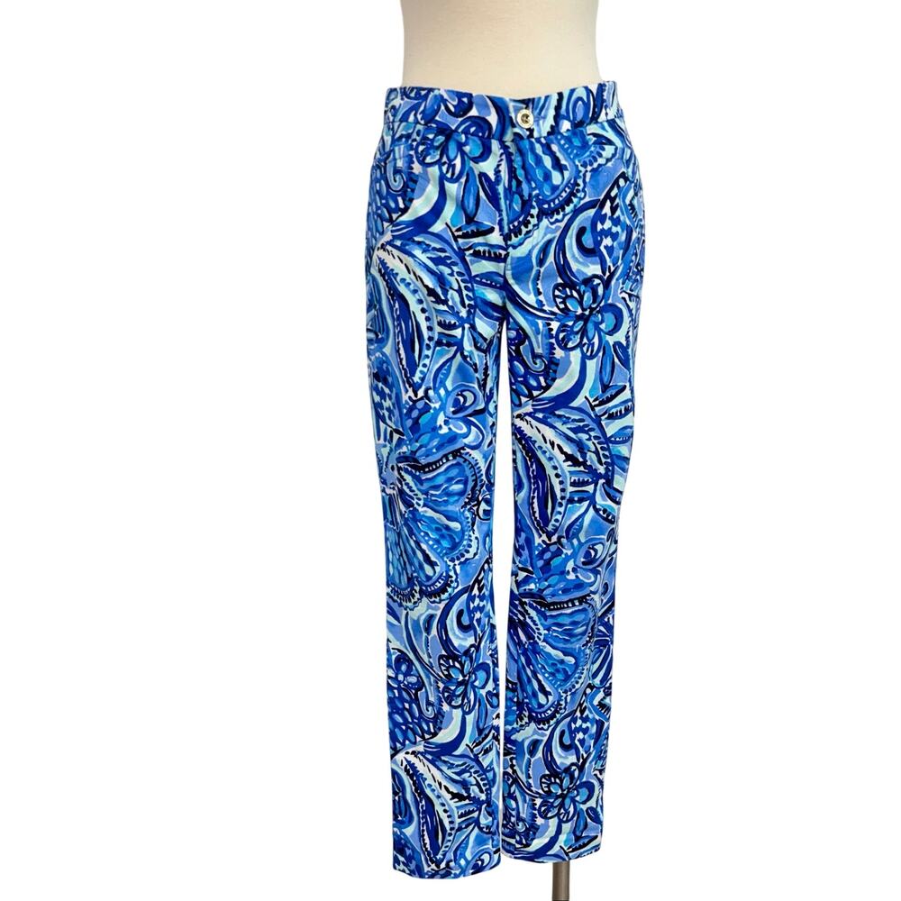Lilly Pulitzer Kelly High Rise Ankle Pants in Iris Blue Zanzibar Zoo 2